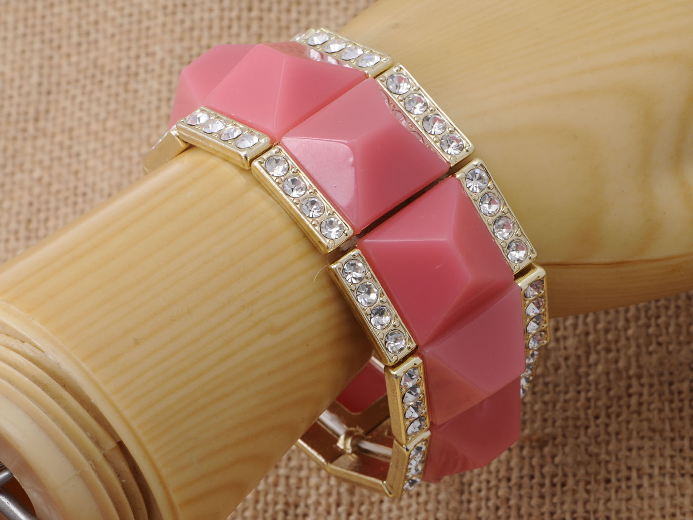 Royal Square Pink Bead Accented Bracelet