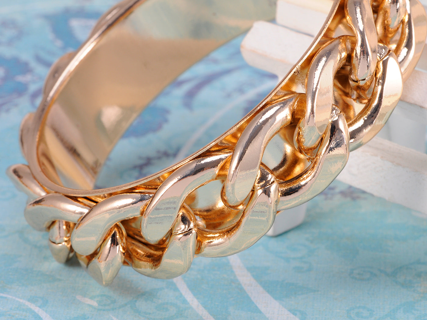 Urban Curb Chain Two Piece Bangle Bracelet Set