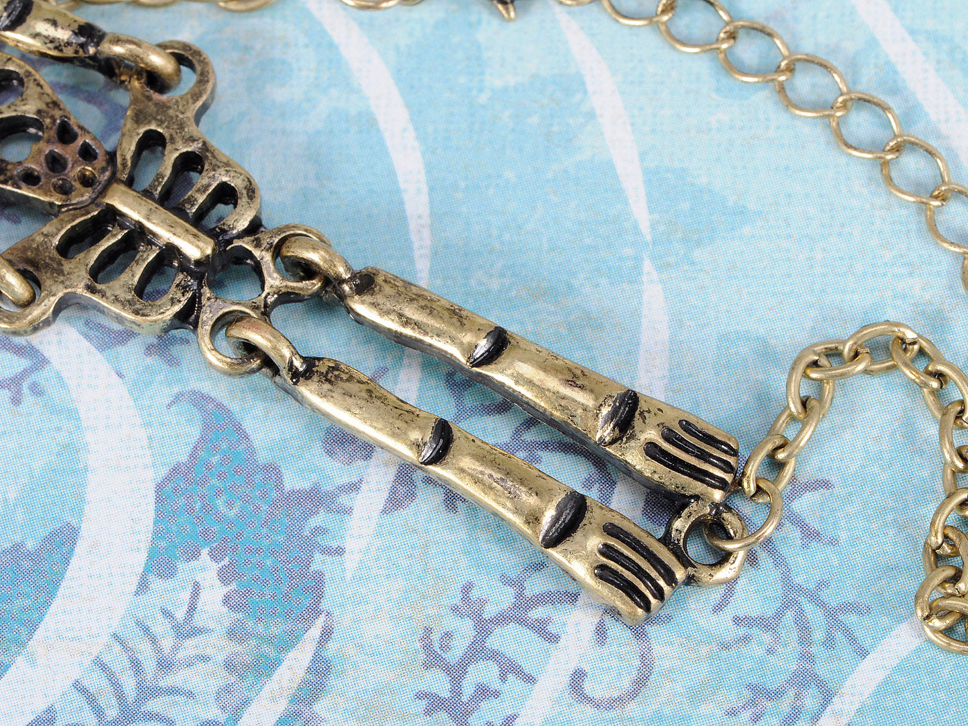 Antique Bronze Skeleton Pendant Bracelet