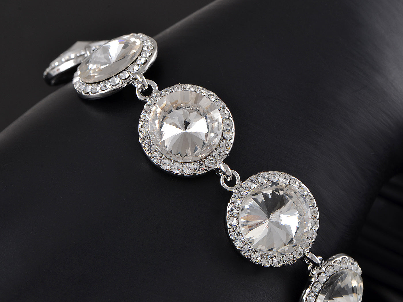 Big Round Diamond Silver Bridal Bracelet