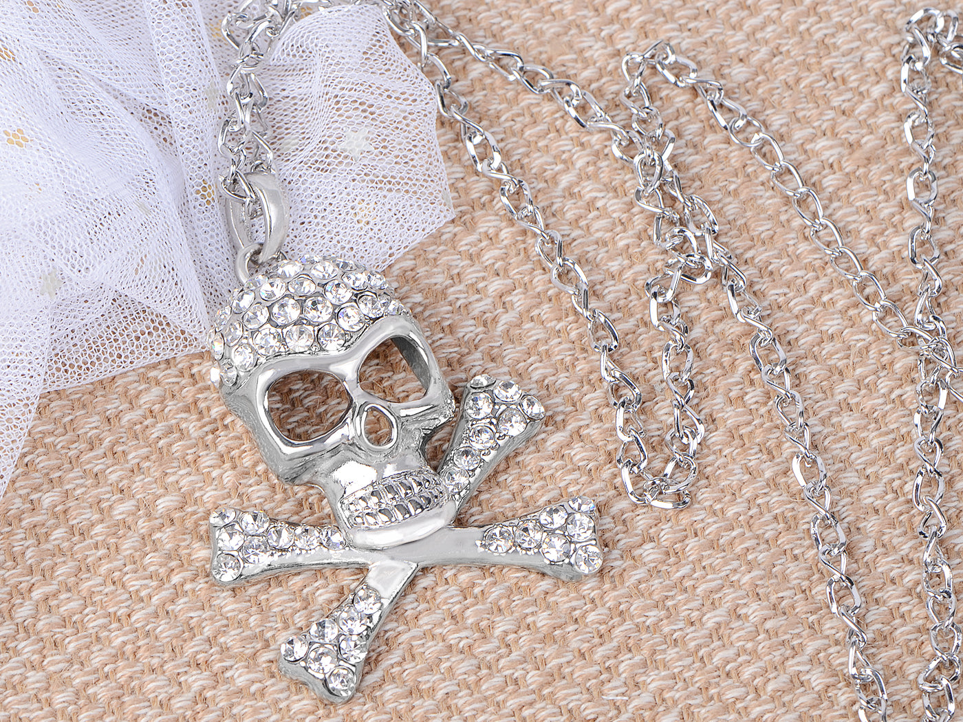 Skull Head Pirate Cut Out Halloween Pendant Necklace