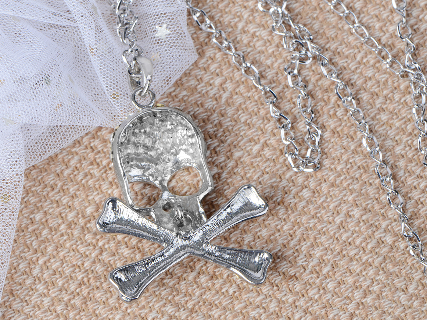 Skull Head Pirate Cut Out Halloween Pendant Necklace