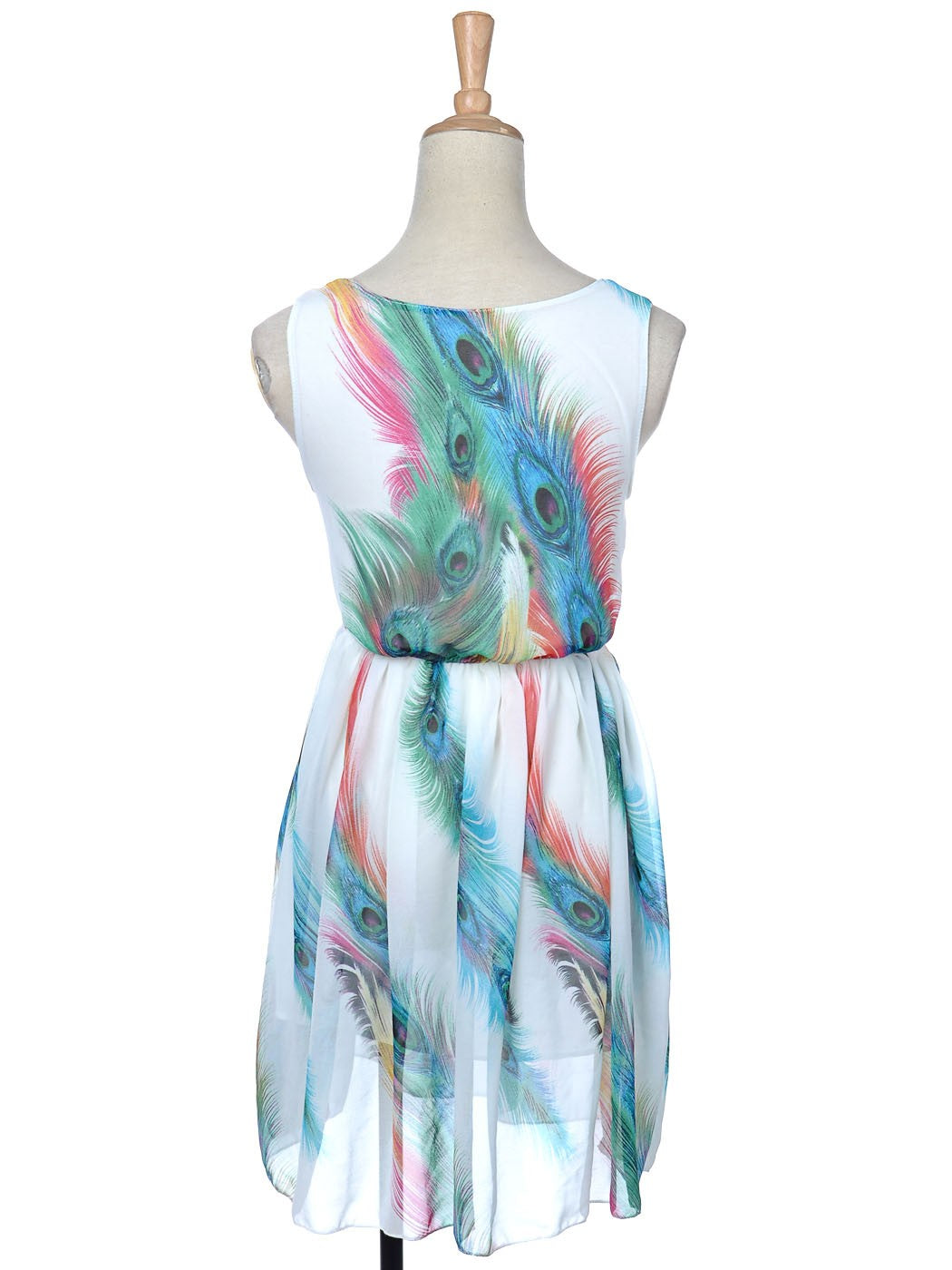 Elegant Ethereal Air Peacock High Waist Mini Dress