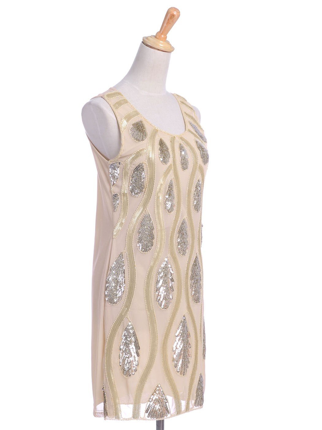 Anna-Kaci Tear Drop & Waves Pattern Sequin Dress