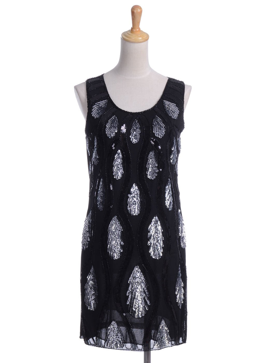Anna-Kaci Tear Drop & Waves Pattern Sequin Dress