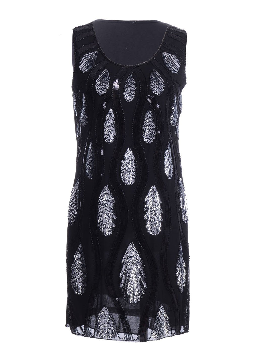 Anna-Kaci Tear Drop & Waves Pattern Sequin Dress