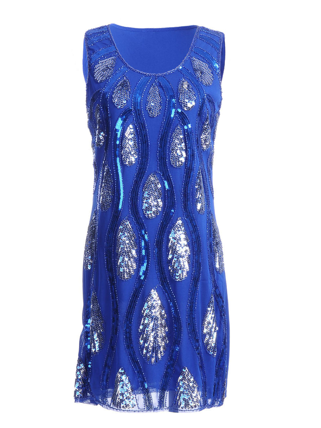 Anna-Kaci Tear Drop & Waves Pattern Sequin Dress