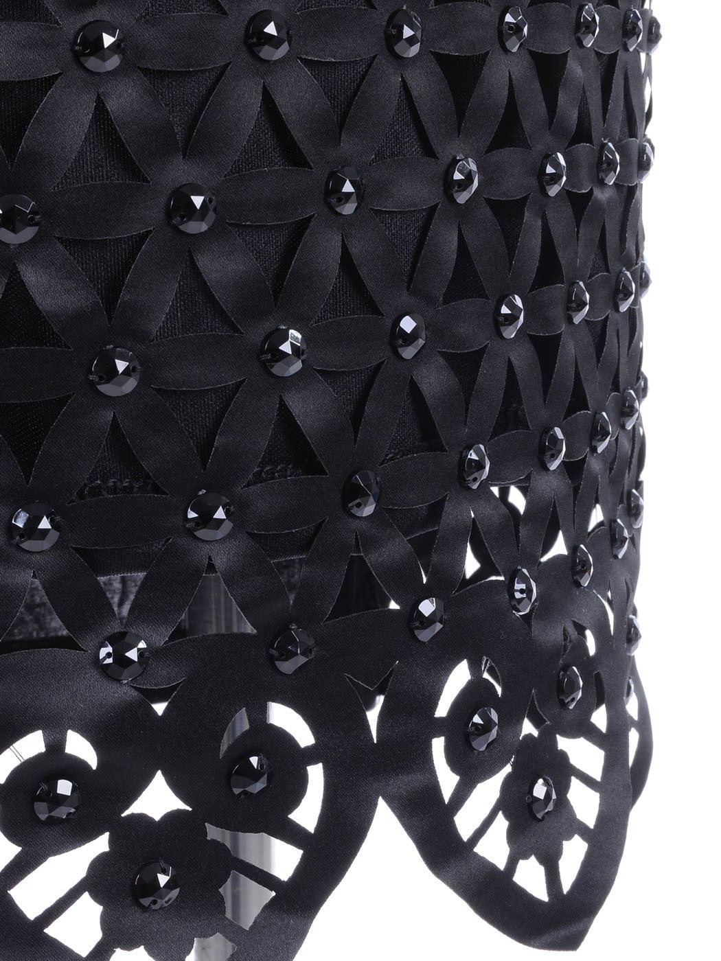 Bead Embellished Basket Weave Pointed Hem Shift Dress