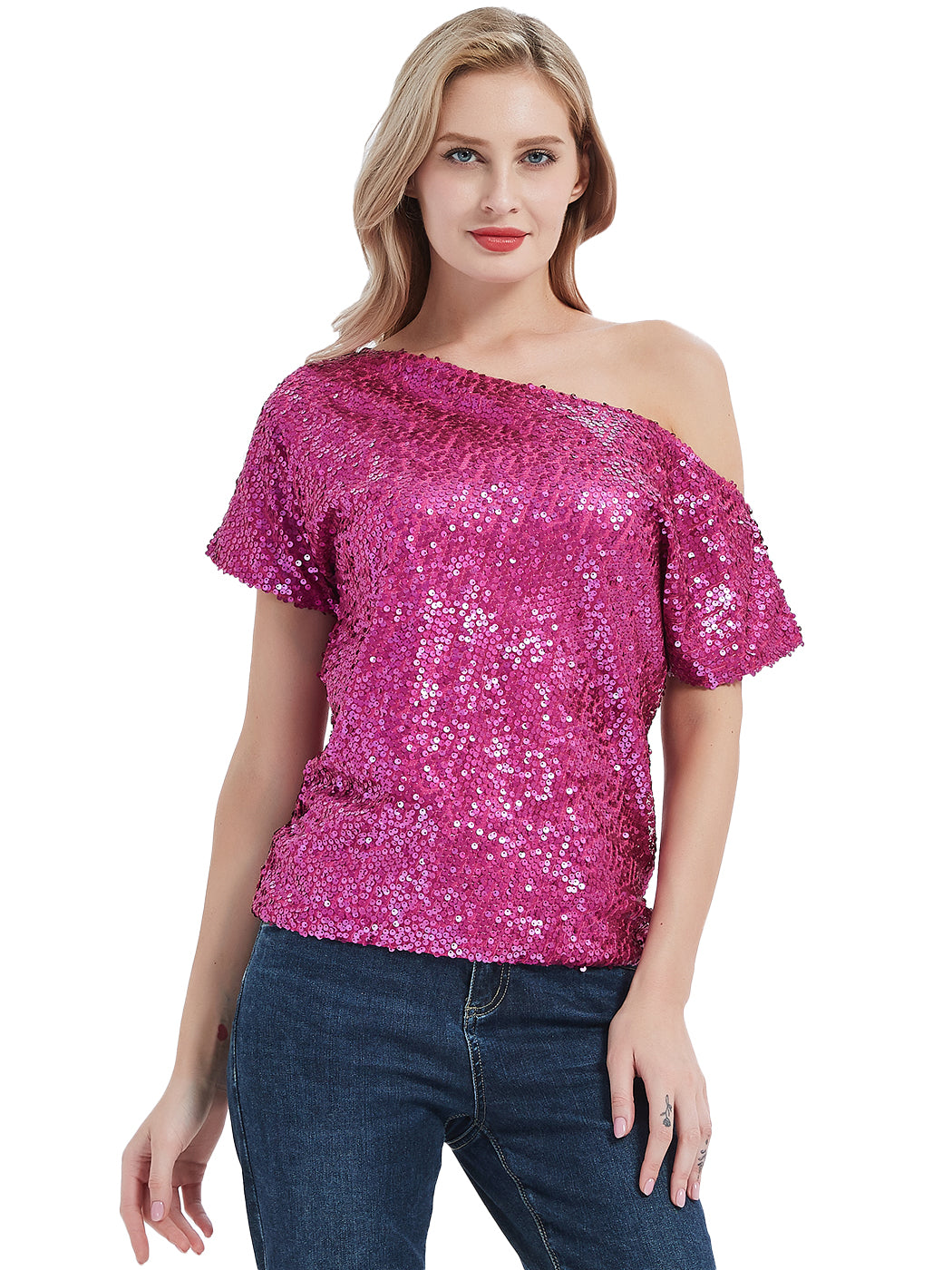 Glam Off-Shoulder Sequin Top