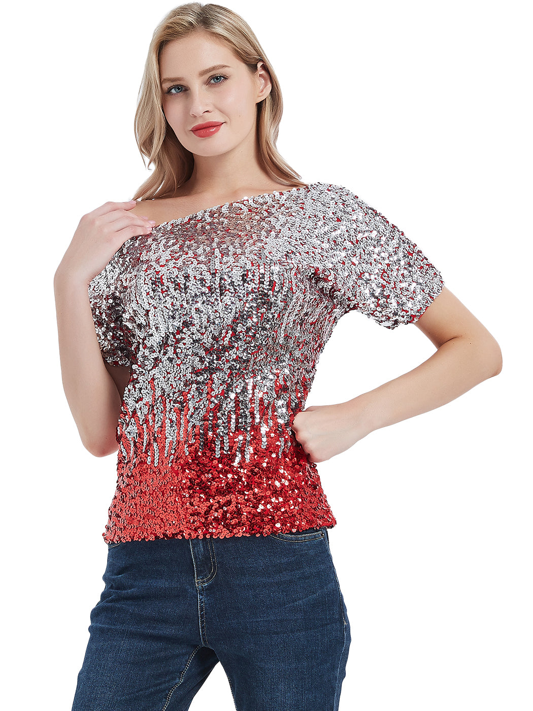 Glam Off-Shoulder Sequin Top