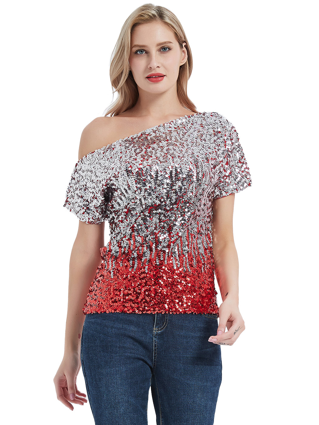 Glam Off-Shoulder Sequin Top