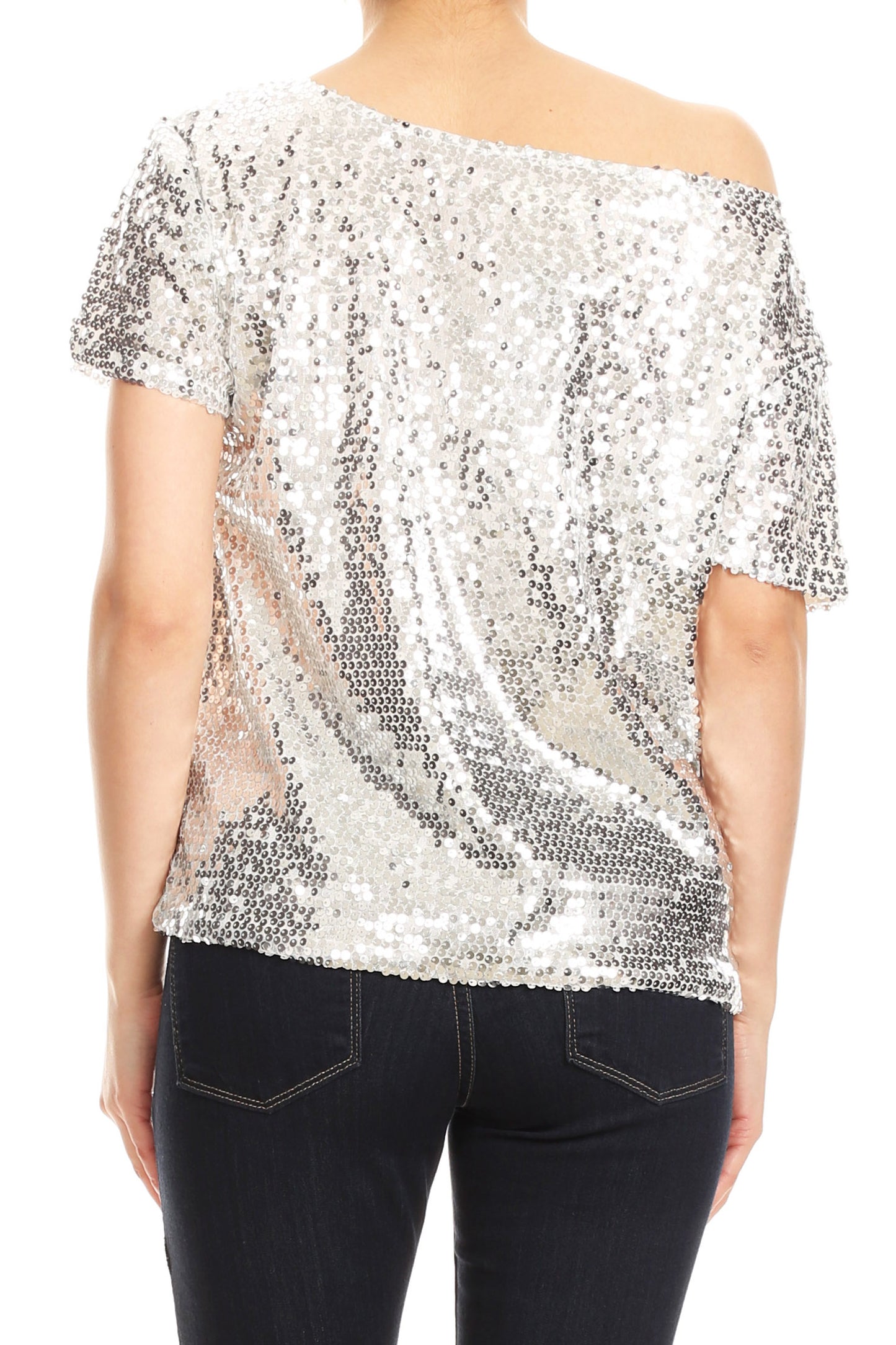 Glam Off-Shoulder Sequin Top