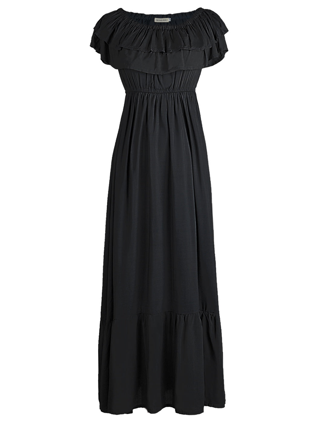 Grecian Ruffle Stretch Maxi Long Dress