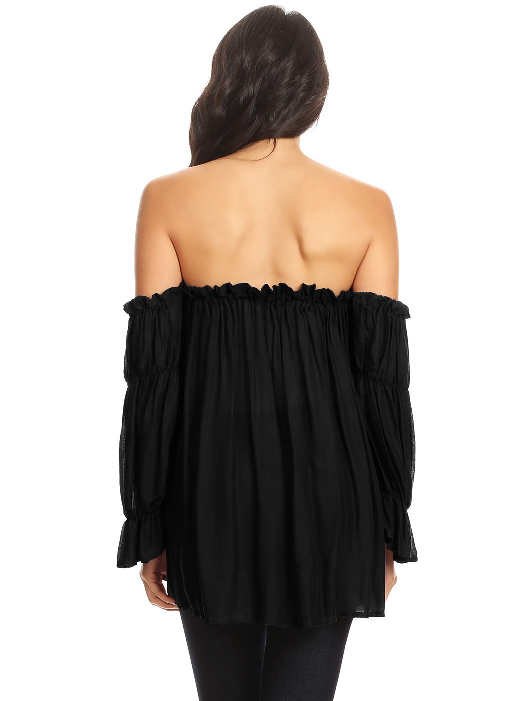 Semi Sheer Boho Peasant Off the Shoulder Top