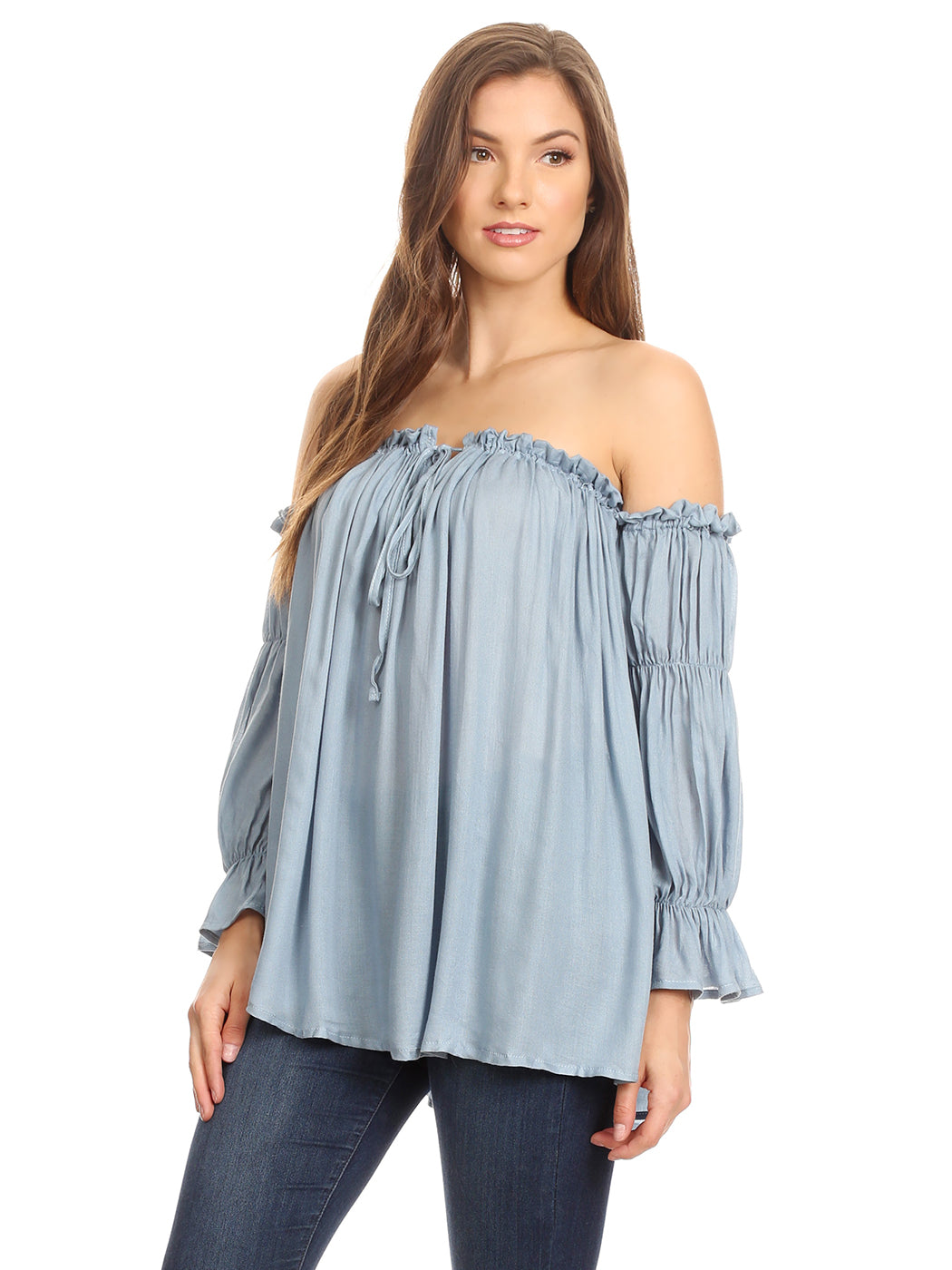 Semi Sheer Boho Peasant Off the Shoulder Top