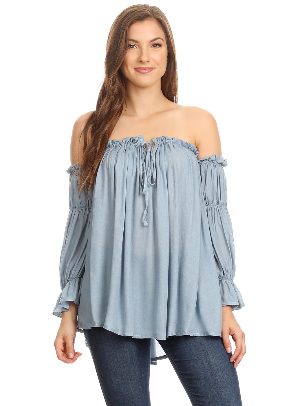 Semi Sheer Boho Peasant Off the Shoulder Top