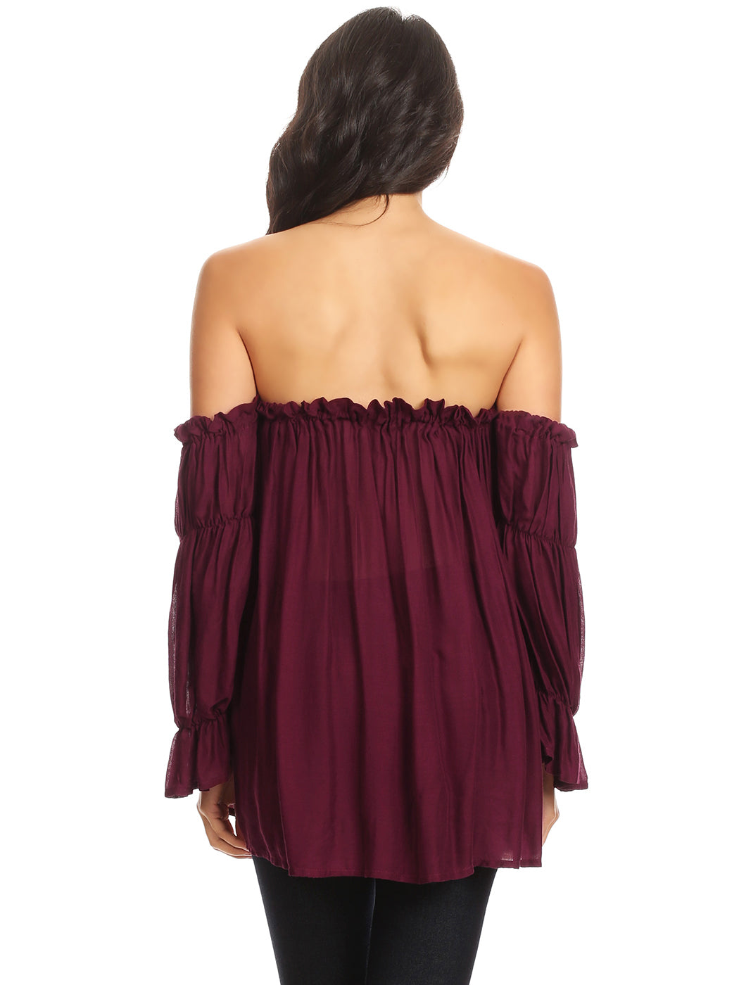 Semi Sheer Boho Peasant Off the Shoulder Top