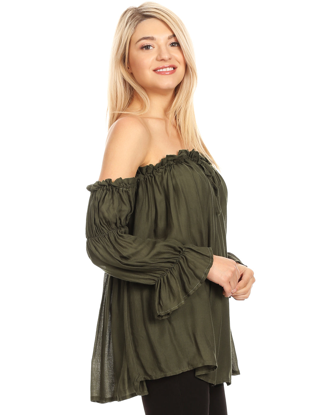 Semi Sheer Boho Peasant Off the Shoulder Top