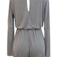 Womens Casual Stretch Long-Sleeve Plunging Deep V-Neck Romper Playsuit