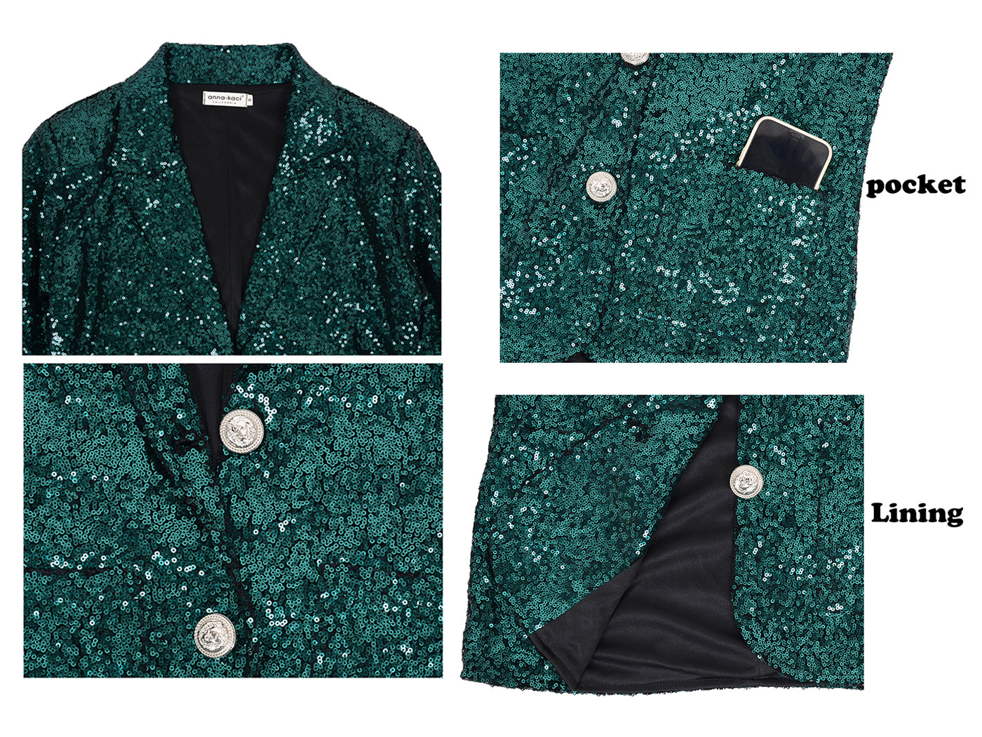 Evening Sparkle Sequin Blazer Jacket