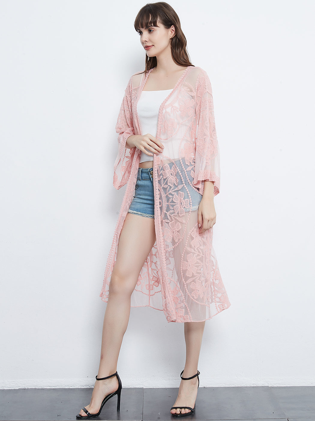 Anna-Kaci Embroidered Floral Butterfly Kimono Cardigan