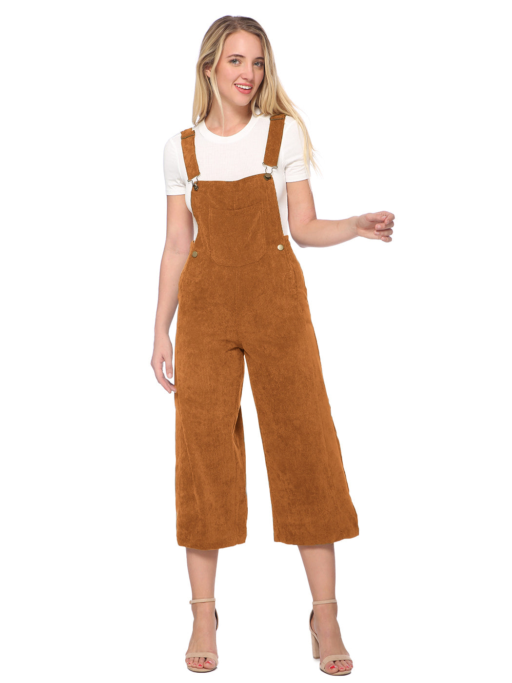 Corduroy Front Cropped Leg Overalls