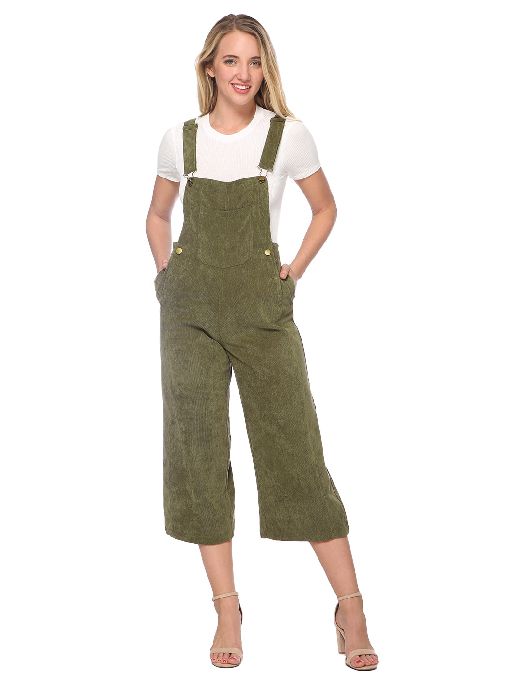 Corduroy Front Cropped Leg Overalls