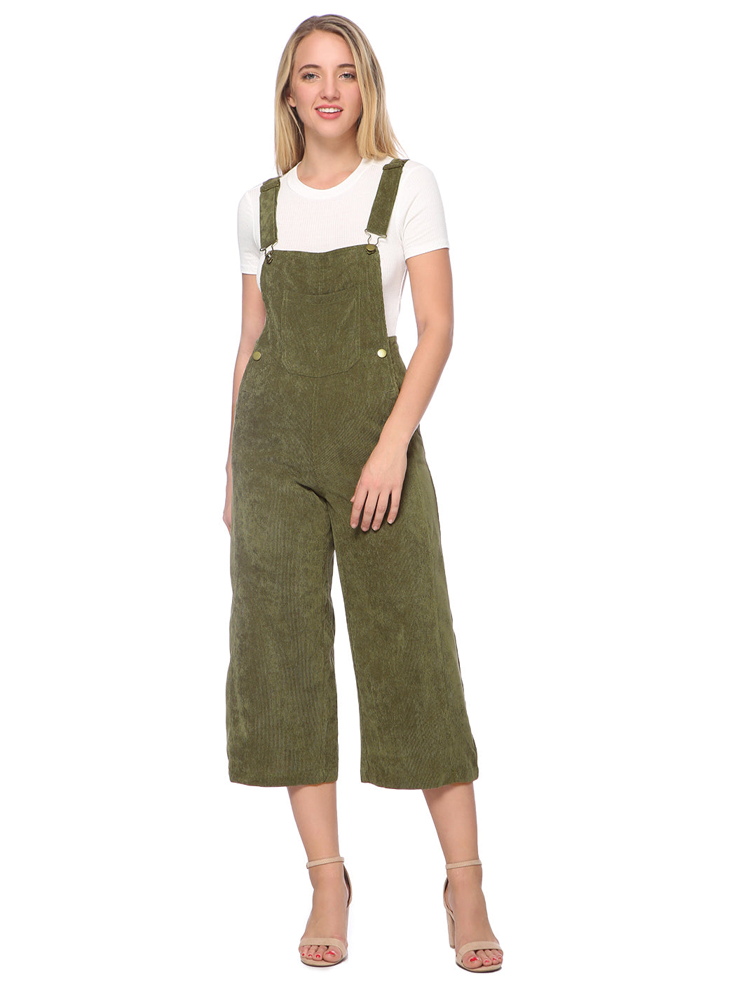 Corduroy Front Cropped Leg Overalls