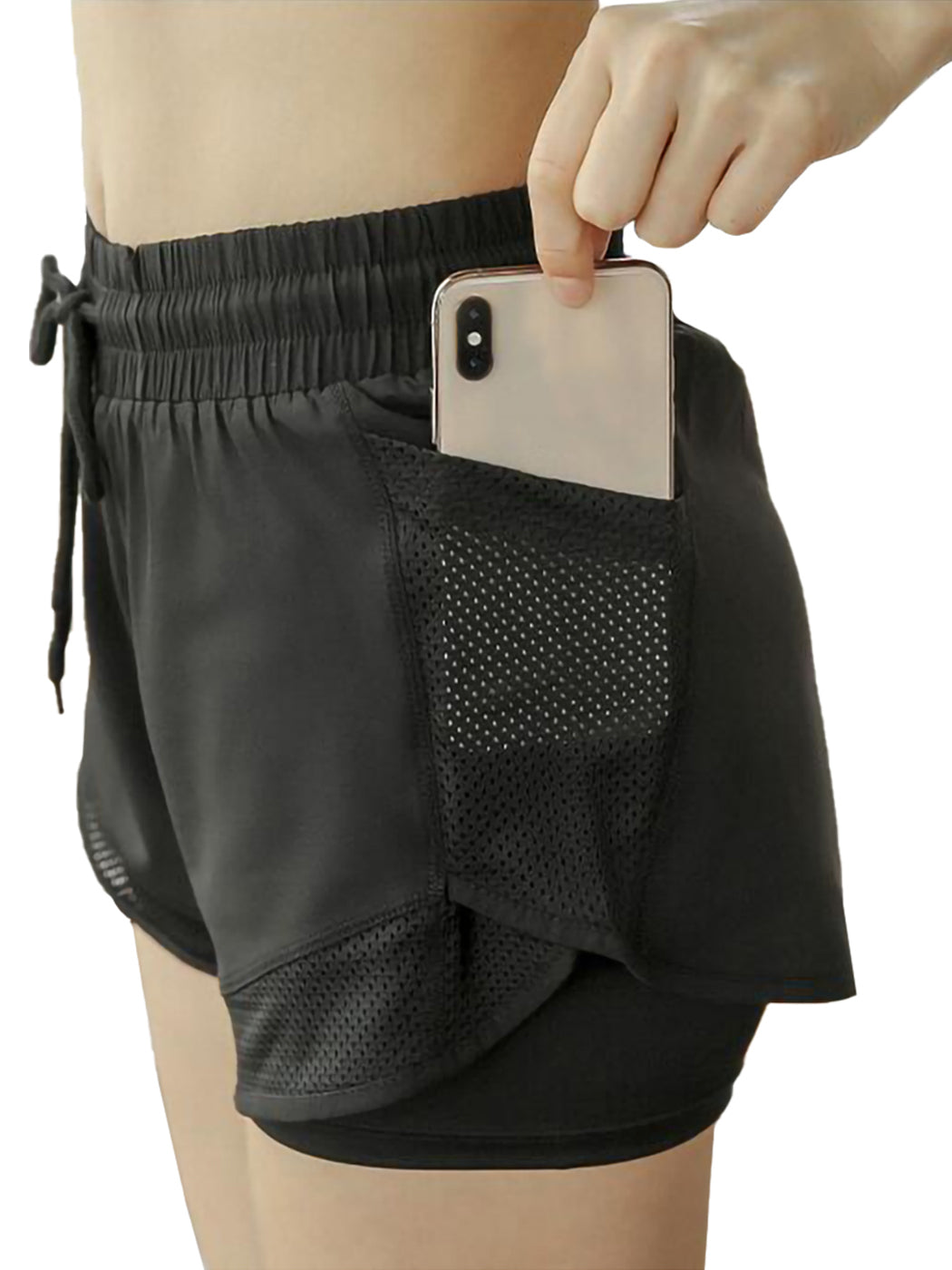 Running Shorts Phone Pocket Workout Gym Double Layer