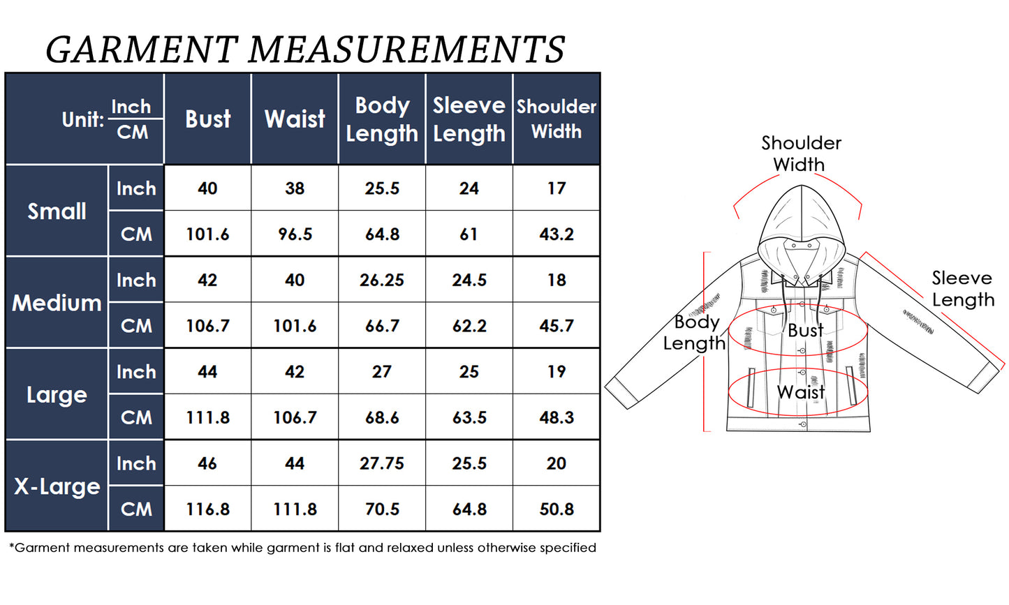 Detachable Hoodie Denim Jacket Ripped Distressed Oversized Jean Coat W Pockets