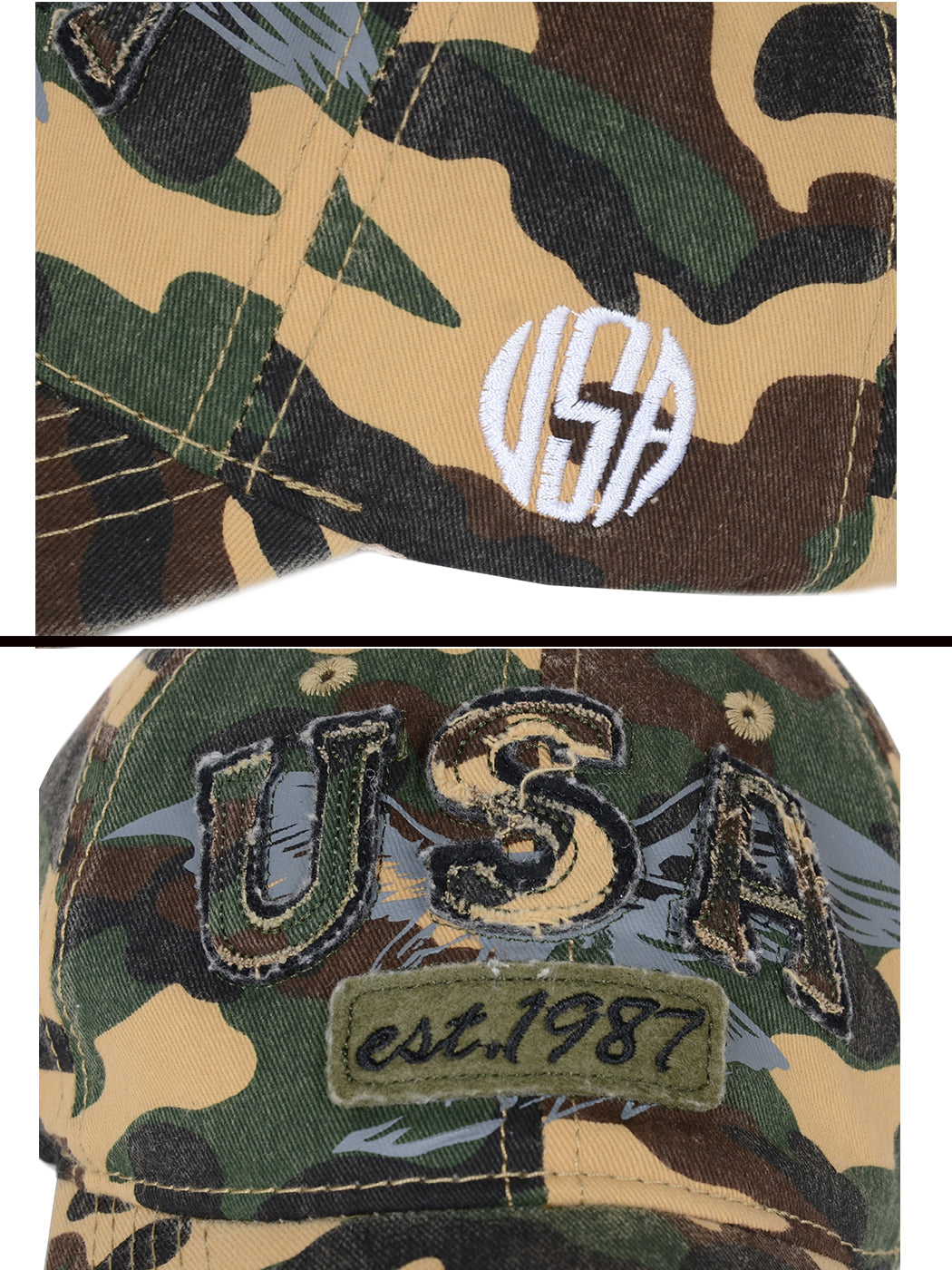 American USA Embroidered Washed Cotton Baseball Cap Polo Style