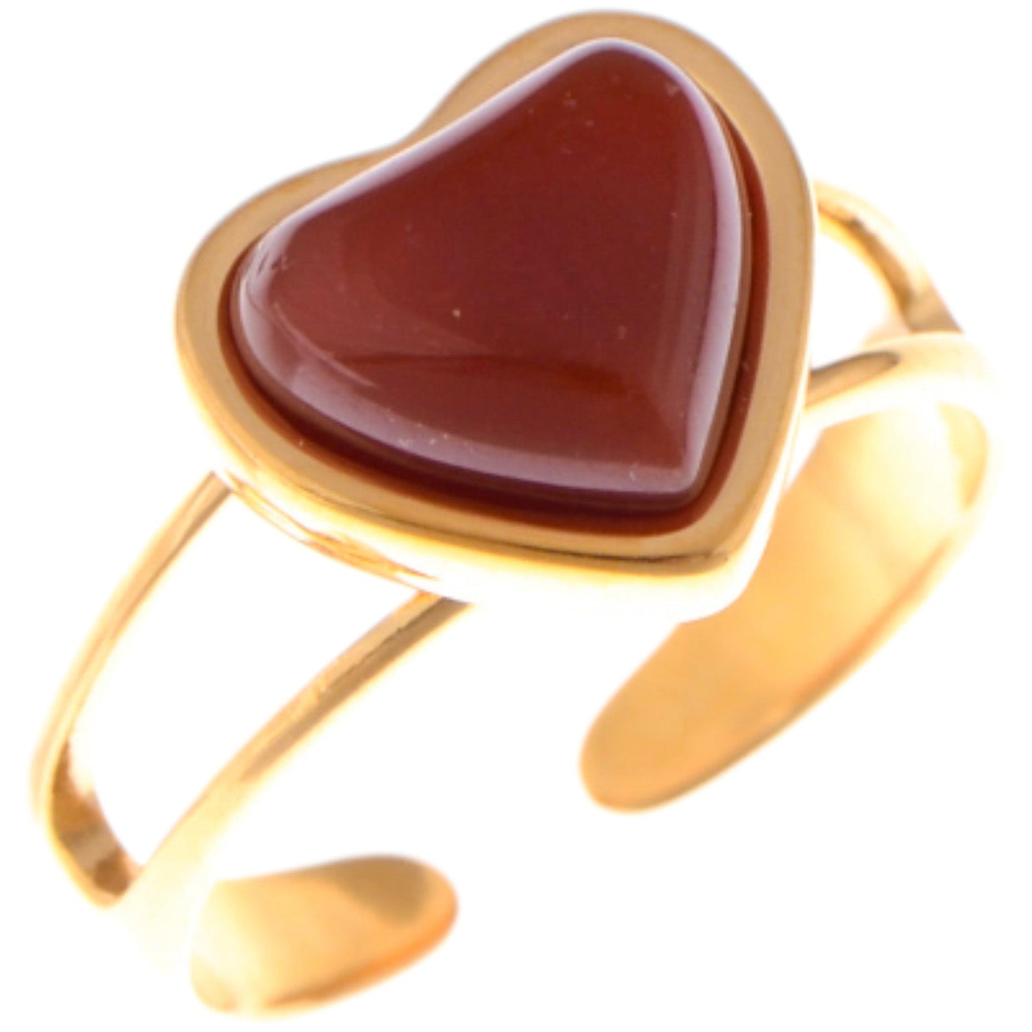 Alilang Gold Tone Heart Ring with Red Gemstone Accent