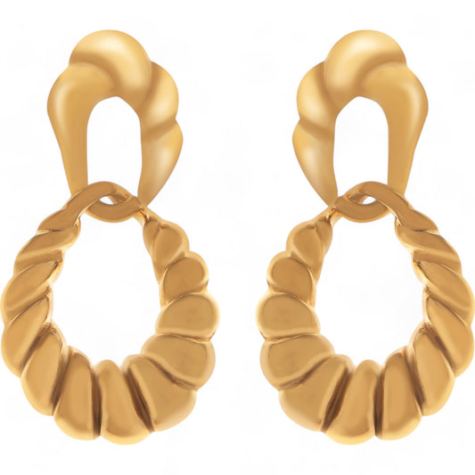 Alilang Women's Gold Tone Twisted Hoop Earrings with Sculptural Detail