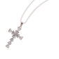 Alilang Silver Tone Cross Pendant Necklace with Heart-Shaped Gemstone Accents