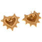 Alilang Gold Tone Heart Stud Earrings with Rhinestone Accents