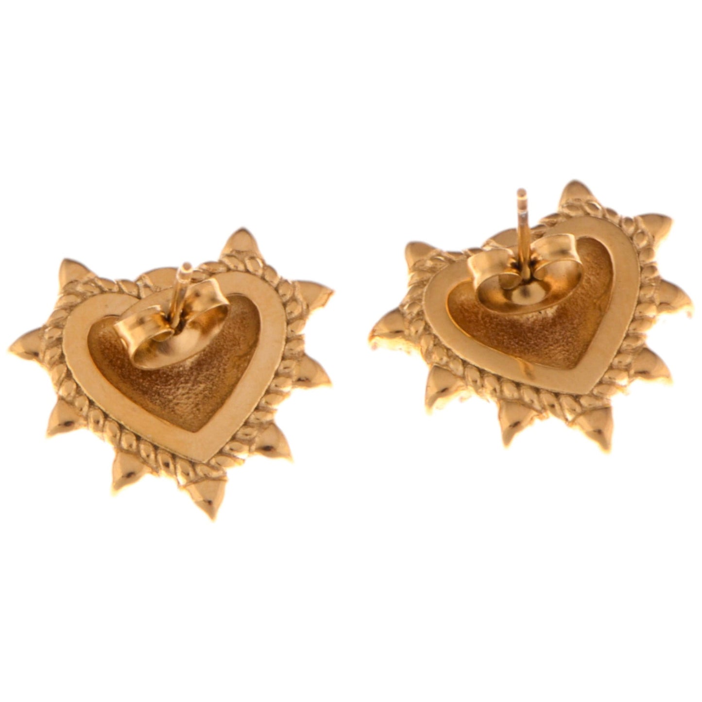 Alilang Gold Tone Heart Stud Earrings with Rhinestone Accents