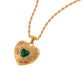 Alilang Gold Tone Heart Pendant Necklace with Green Gemstone and Crystal Accents