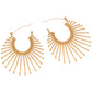 Alilang Gold Fan Hoop Earrings with Intricate Textured Detailing