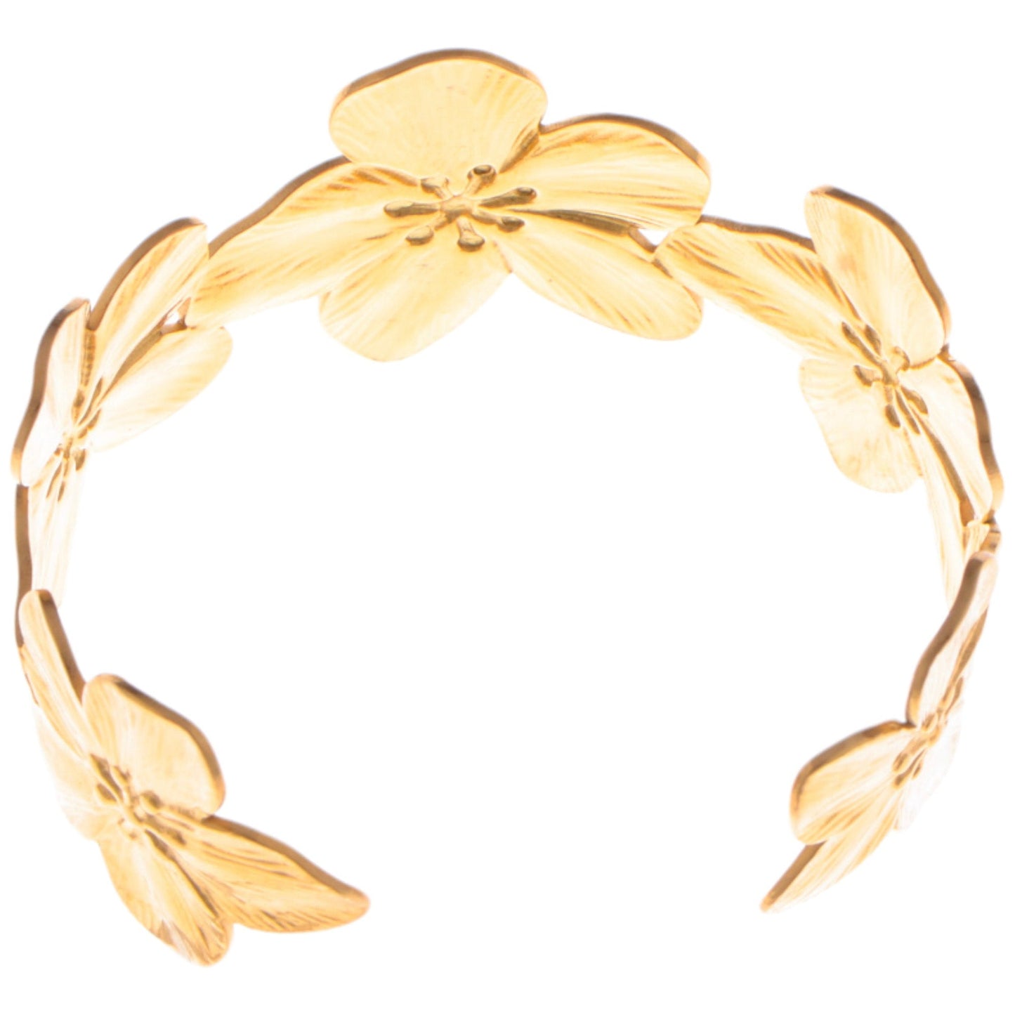 Alilang Textured Gold Cuff Bracelet with Ball Accents