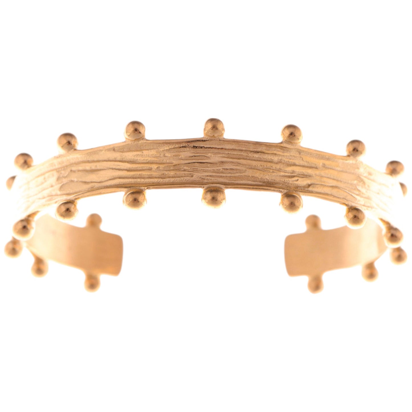 Alilang Textured Gold Cuff Bracelet with Ball Accents