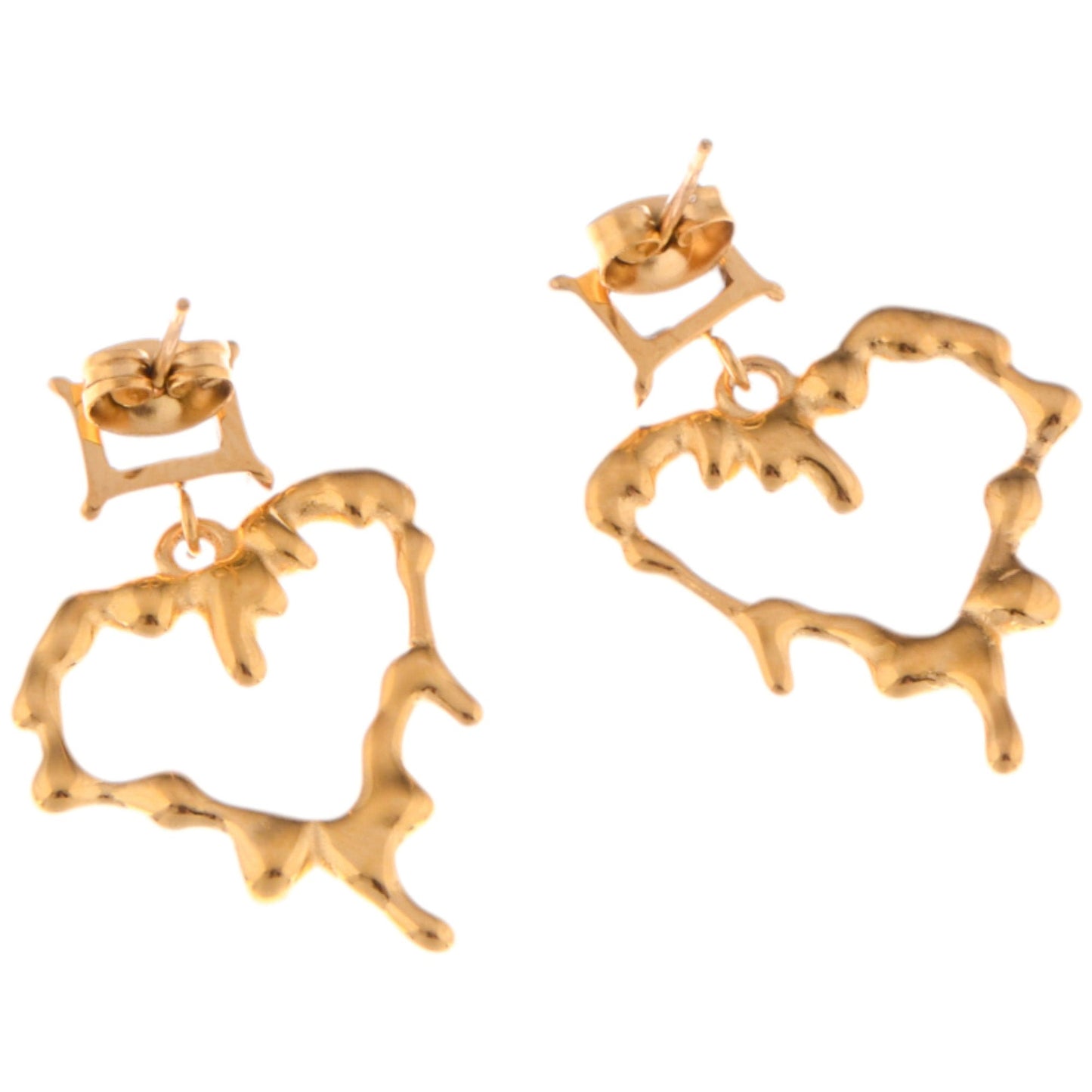 Alilang Gold-Plated Heart Drop Earrings with Crystal Stud Accents