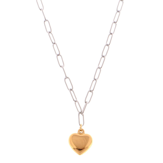 Alilang Two-Tone Circle and Cross Pendant Necklace with Snake Chain