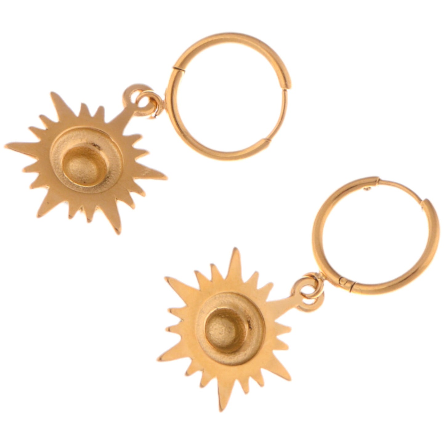 Alilang Gold Tone Sunburst Dangle Earrings with Rhinestone Accents