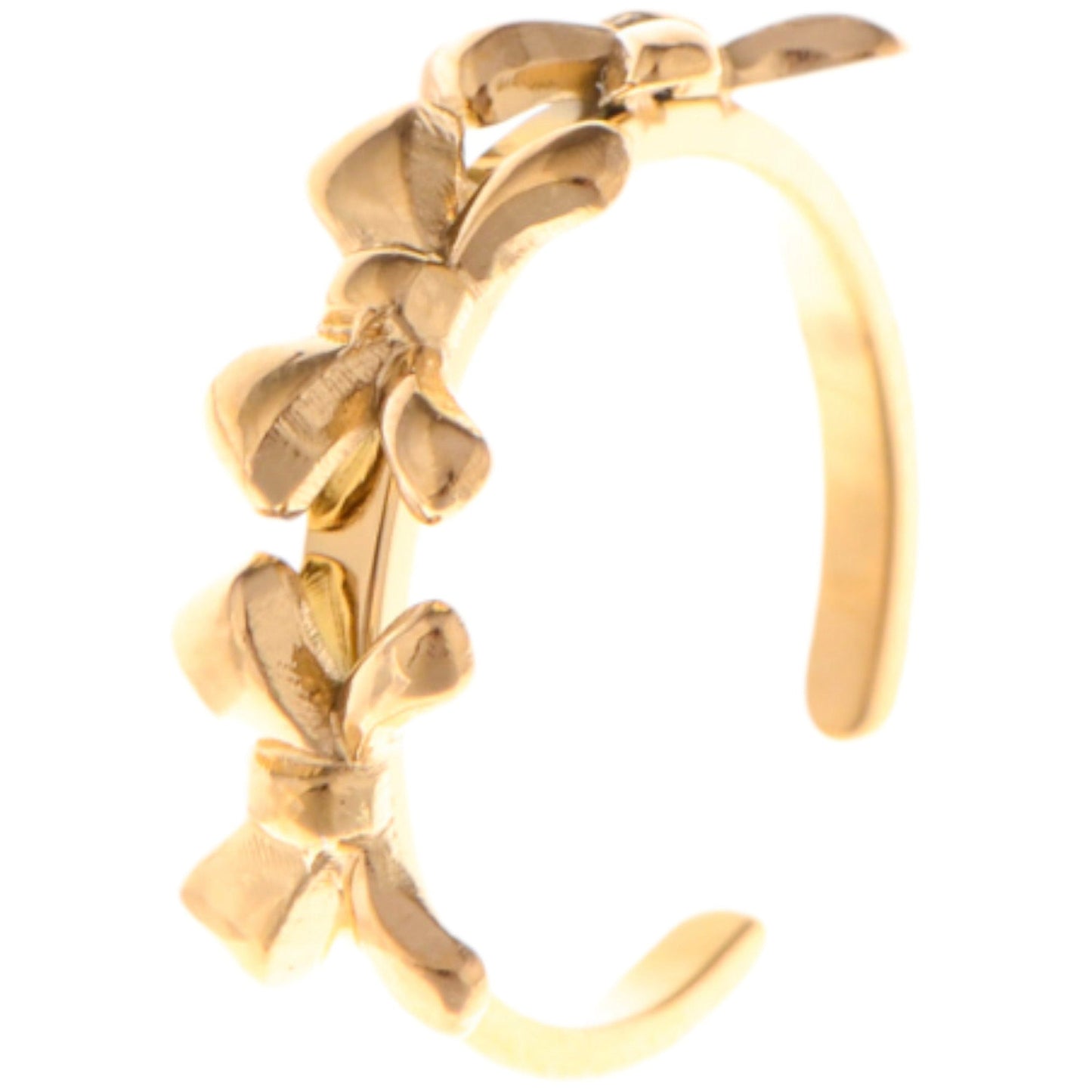 Alilang Gold Tone Bow Design Adjustable Ring with Triple Bow Accents