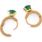 Alilang Women's Gold Hoop Earrings with Green Heart Shaped Crystal Stud