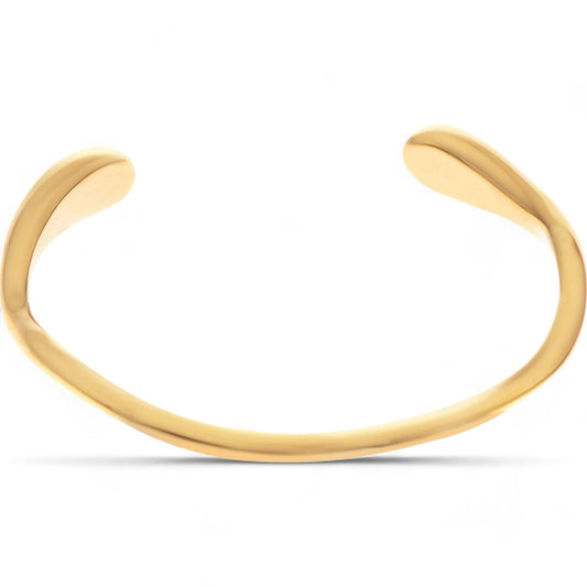 Alilang Women's Minimalist Gold Tone Open Cuff Bracelet Smooth Sleek Design