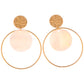 Alilang Gold Tone Textured Stud Earrings with Hoop and Disc Detail