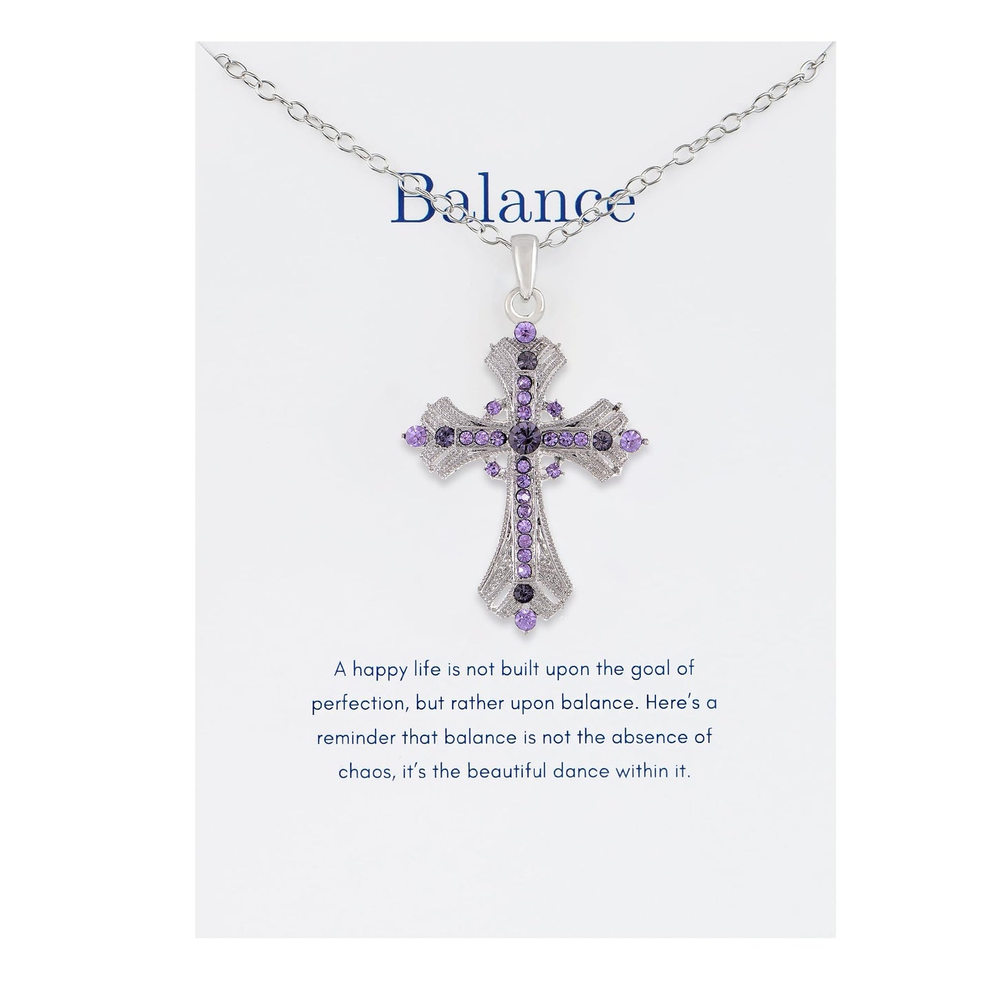 Alilang Purple Lavender Rhinestone Celtic Cross Pendant Necklace with Religious Gift Message Card & Envelope Christian Jewelry Gifts