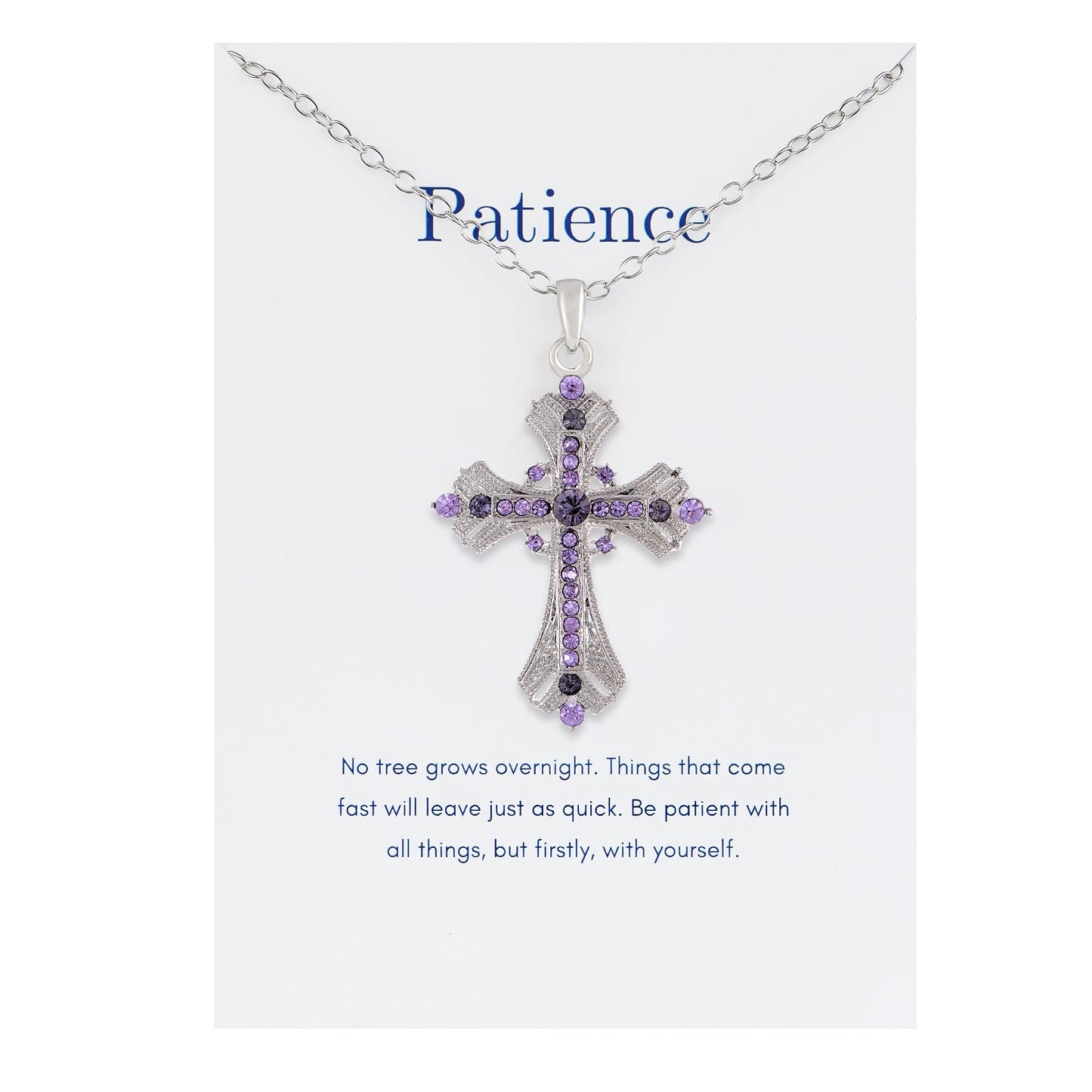 Alilang Purple Lavender Rhinestone Celtic Cross Pendant Necklace with Religious Gift Message Card & Envelope Christian Jewelry Gifts