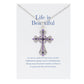 Alilang Purple Lavender Rhinestone Celtic Cross Pendant Necklace with Religious Gift Message Card & Envelope Christian Jewelry Gifts